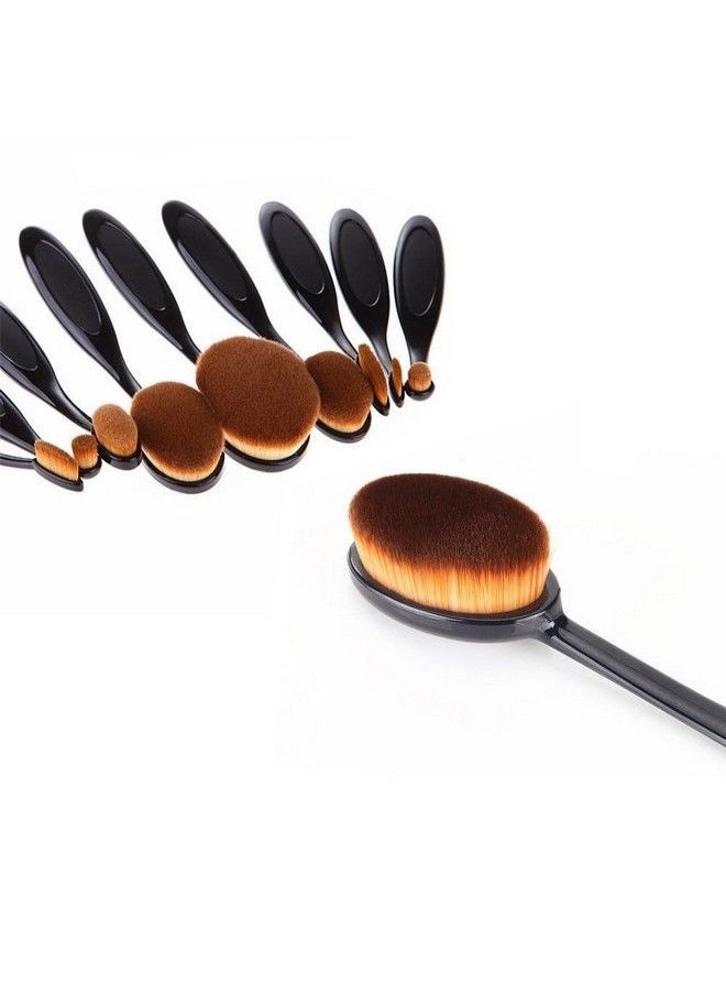 FOK Oval Makeup Brush 10Pc Set Foundation/Powder Brush Kit Beauty Blender Blush Brush Cosmetic Tool  - Image 4