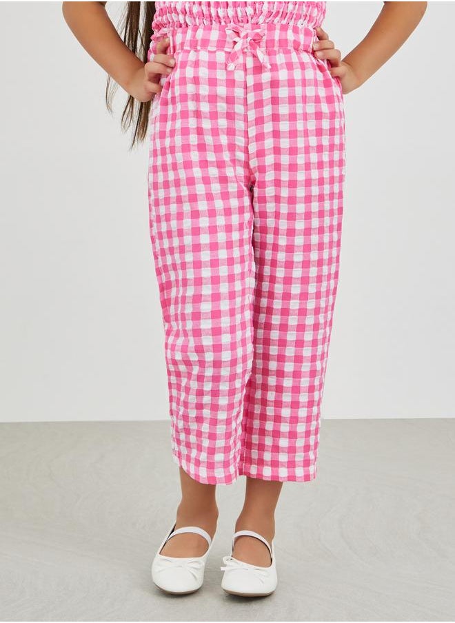 Styli Styli Gingham Print Smocked Detail Top and Trousers Set  - Image 5