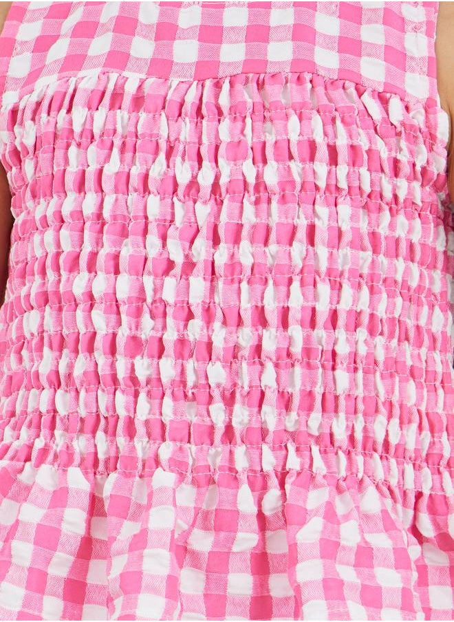Styli Styli Gingham Print Smocked Detail Top and Trousers Set  - Image 3