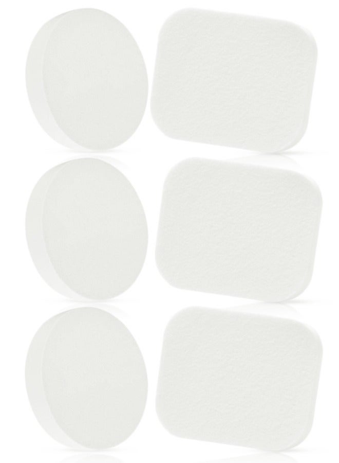 Kanza 6 Pcs Round & Square Shaped Makeup Sponge Set Beauty Blender Cosmetic Makeup Puff for Face Velour Puff Set for Loose Powder Mineral Powder Applicator Foundation Makeup Tool Set (White) - Image 1