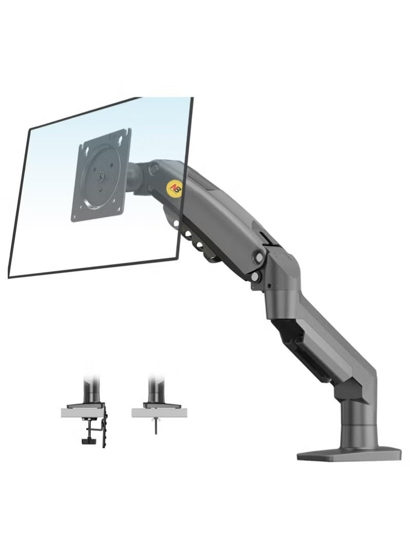 NB ergonomic Universal Single Monitor Desk Mount, Fully Adjustable and Rotating Design with Gas Spring Arm, Suitable for 17-32 Inch Computer Screens (2kg-9kg) - F80 Black - Image 1