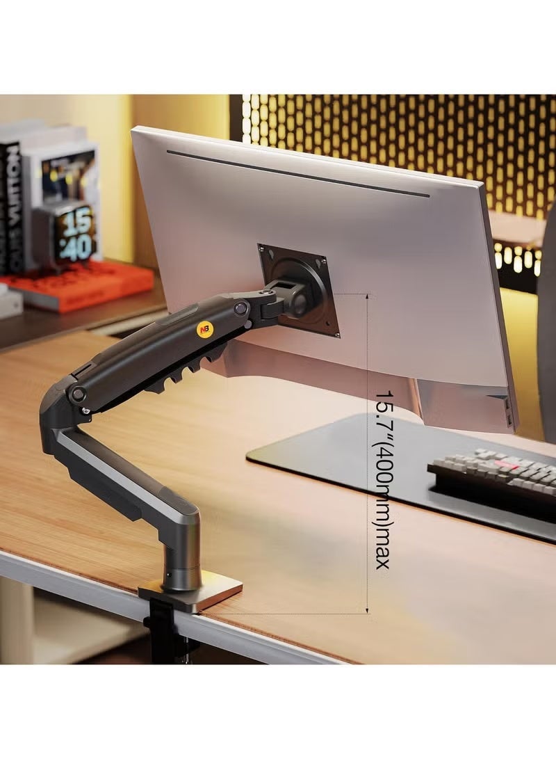 NB ergonomic Universal Single Monitor Desk Mount, Fully Adjustable and Rotating Design with Gas Spring Arm, Suitable for 17-32 Inch Computer Screens (2kg-9kg) - F80 Black - Image 5