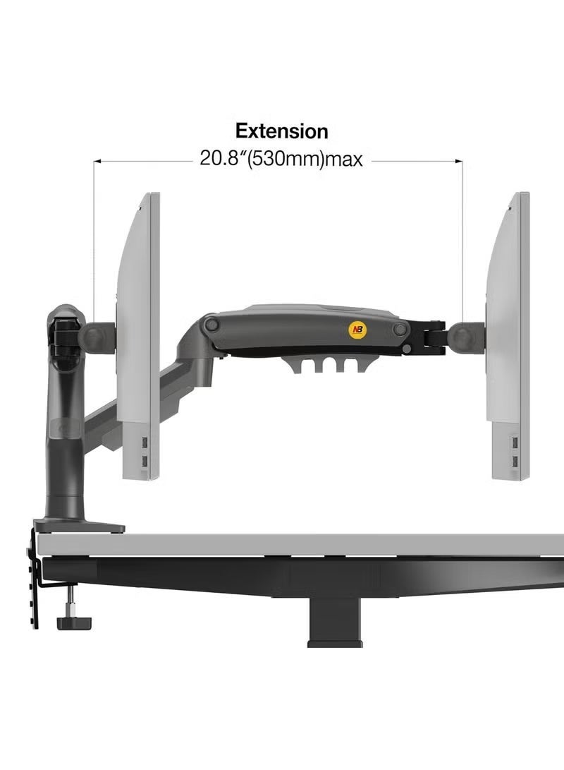 NB ergonomic Universal Single Monitor Desk Mount, Fully Adjustable and Rotating Design with Gas Spring Arm, Suitable for 17-32 Inch Computer Screens (2kg-9kg) - F80 Black - Image 4
