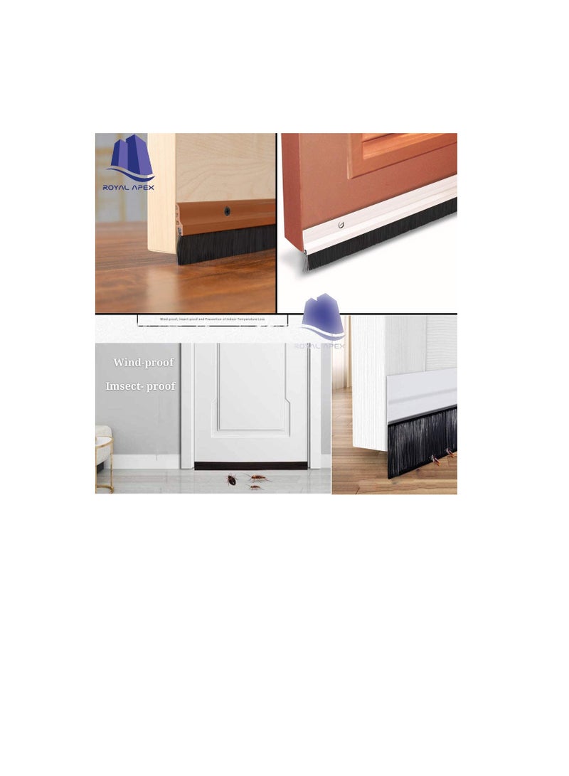 Door Bottom Brush & Rubber Seal with Screw for Exterior/Interior Doors, Insulation Door Seal Sound Proof Under Door Draft Blocker- Keeping Noise Repellent & Dust (90cm, Brush White)  - Image 3
