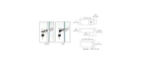 CRL Chrome No-Drill Showcase Lock - Keyed Alike - Image 2