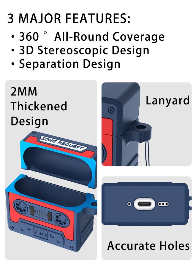 YONK Charging Case Cover for AirPods 4th Generation 2024,Retro Cassette Style,Oil-Free,Anti-Fall,360° Protection,Hand Feeling,with Cleaner Kit and Lanyard, Orange  - Image 2