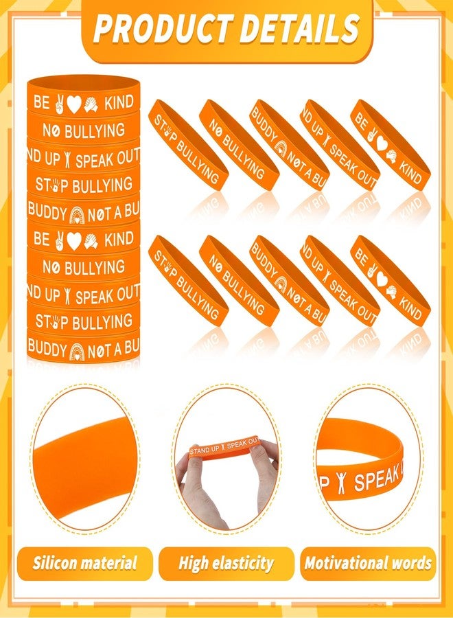 Silipull 200 Pcs Against Bullying Silicone Bracelet Wristbands Bulk Silicone Bands for Anti Bullying Awareness Fundraising, 5 Styles - Image 4