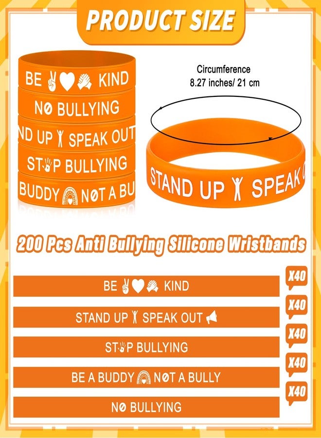 Silipull 200 Pcs Against Bullying Silicone Bracelet Wristbands Bulk Silicone Bands for Anti Bullying Awareness Fundraising, 5 Styles - Image 3