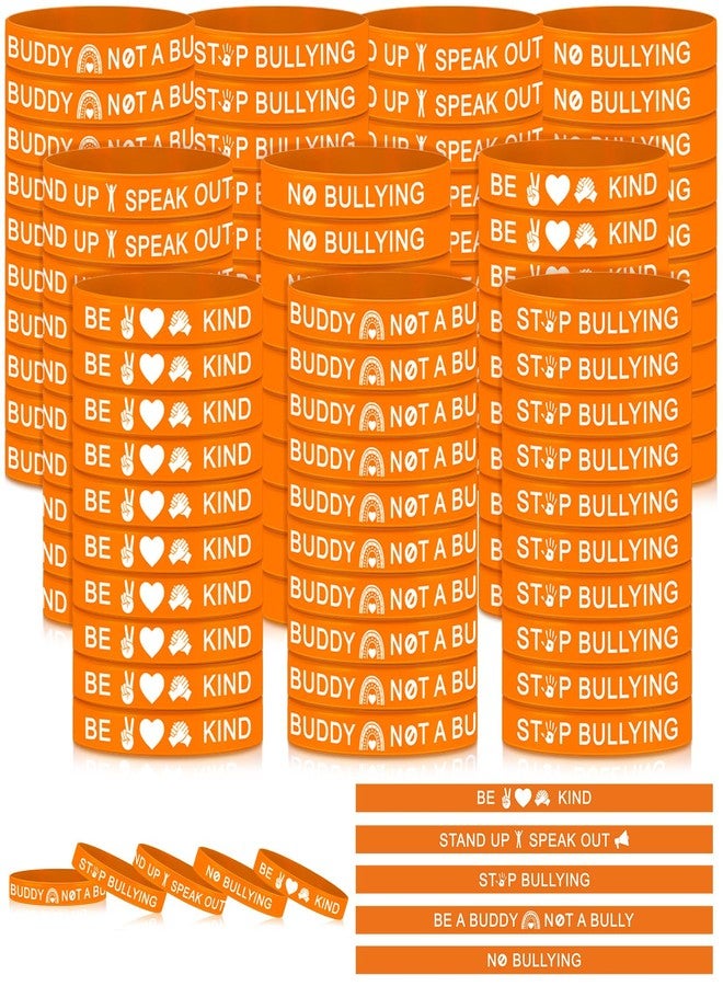 Silipull 200 Pcs Against Bullying Silicone Bracelet Wristbands Bulk Silicone Bands for Anti Bullying Awareness Fundraising, 5 Styles - Image 1