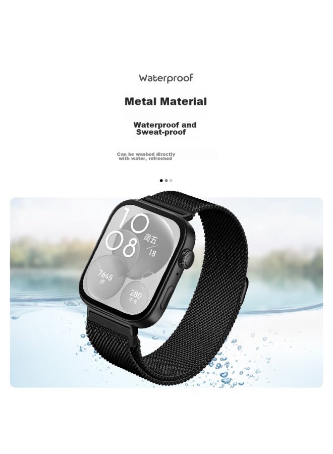 Wei Qiantu Weiqiantu Compatible With Huawei Watch Band, Huawei Watch Fit3 Milanese Magnetic Stainless Steel Sports Wristband, Uni 20mm Interface - Image 4