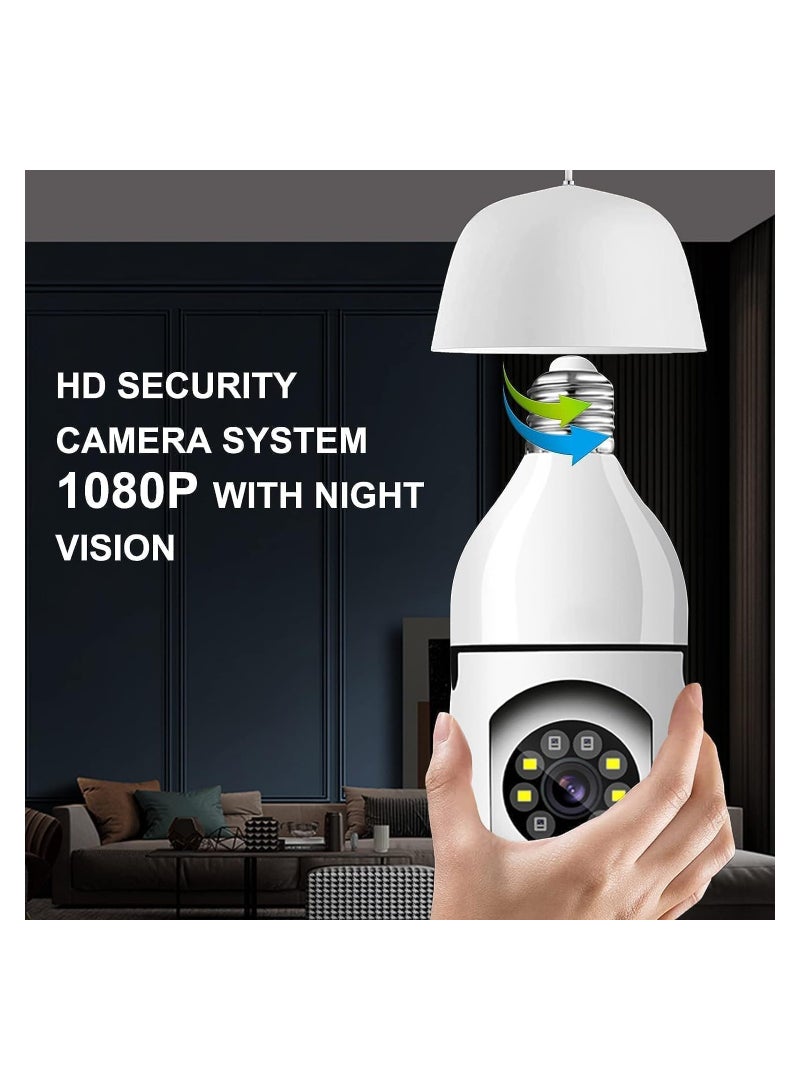 1080P Wireless Tovnet Wifi Pan/Tilt Light Bulb Security Camera, 360 Degrees 3.0MP Cam Home Surveillance CCTV Panoramic IP Camera, with Night Vision, Smart Motion Detection - Image 3