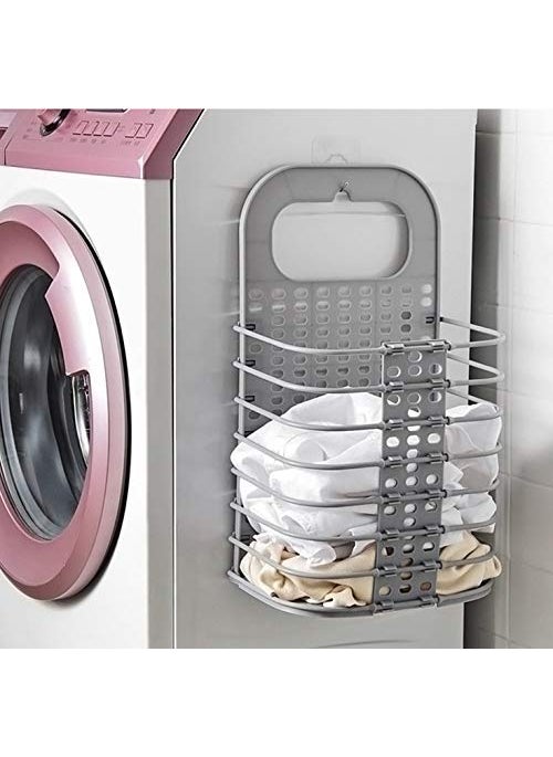 GION GION Wall Mounted Laundry Basket Collapsible Plastic Dirty Laundry Hamper Ditry Clothes Bag Washing Bin Laundry Hamper Bag for Bathroom Bedroom Dirty Clothes  - Image 1