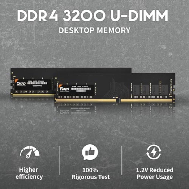 وحدة ذاكرة سطح المكتب: DDR4 RAM 3200MHz PC4-25600 CL22 1.2V 288-Pin Non-ECC Unbuffered DIMM - Image 2