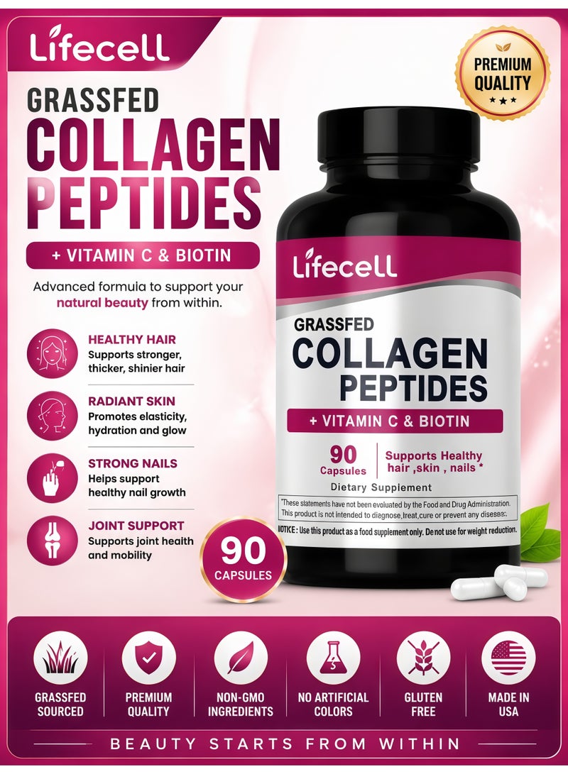Lifecell 🌟 Lifecell Grassfed Collagen Peptides Capsules | Revitalize Skin, Strengthen Hair & Nails - Image 4
