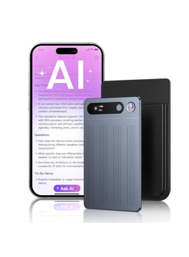 مُسجِّل صوت ذكي يتيح التخزين الذكي والتلخيص للملاحظات بسعة 64 جيجابايت لدعم 134 لغة مع السيطرة عبر التطبيق، آلة تسجيل رقمية محمولة للمحاضرات والاجتماعات. - Image 1