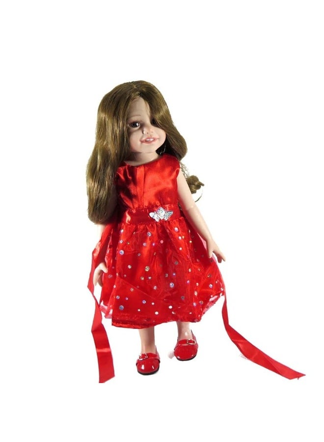 TianBo 18 inch Girl Doll Clothes and Accessories - Beautiful Red Dress with Dots Outfit for 18 Inch Dolls - Image 4