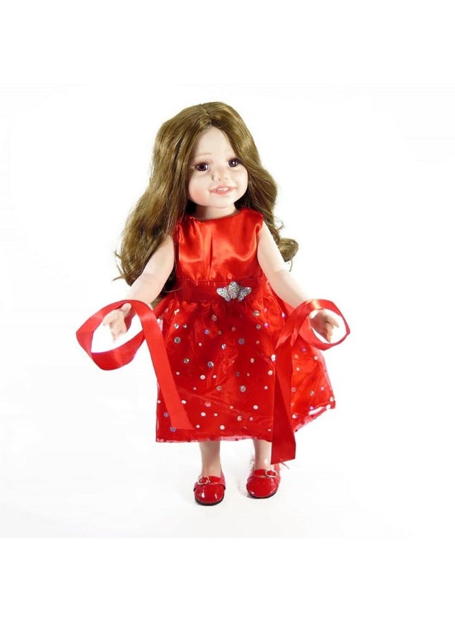 TianBo 18 inch Girl Doll Clothes and Accessories - Beautiful Red Dress with Dots Outfit for 18 Inch Dolls - Image 1