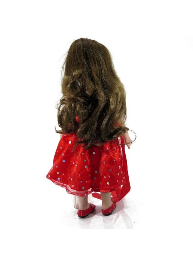 TianBo 18 inch Girl Doll Clothes and Accessories - Beautiful Red Dress with Dots Outfit for 18 Inch Dolls - Image 2