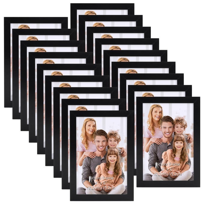 MULTI 6X4 PHOTO FRAMES SET OF 18 4X6 BLACK PICTURE FRAMES FOR WALL HANGING OR TABLETOP DISPLAY