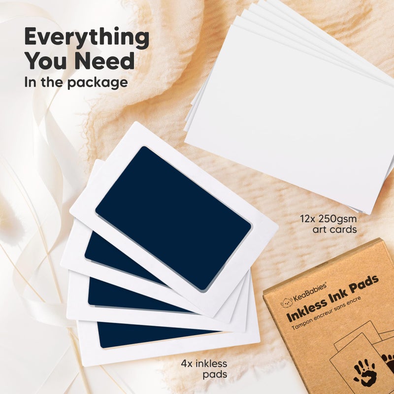 KeaBabies 4-Pack Inkless Baby Hand and Footprint Kit - Mess Free Ink Pad for Newborn Keepsake, Dog Nose & Paw Print Kit, Clean Touch Ink Pad for Halloween Footprints Craft, Ideal New Mom Gifts (Navy) - Image 3