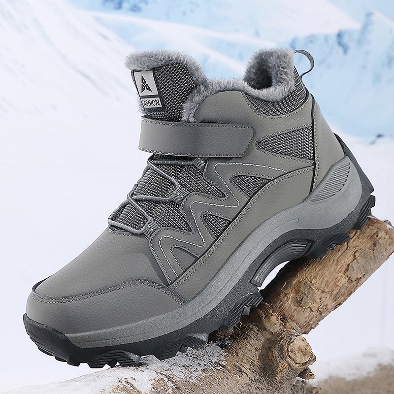 Winter Men'S Cotton Shoes With Fleece Lining, Thickened Large Cotton Women'S Snow Boots, Trade Large Size Outdoor Mid-Top Cotton Shoes - Image 1