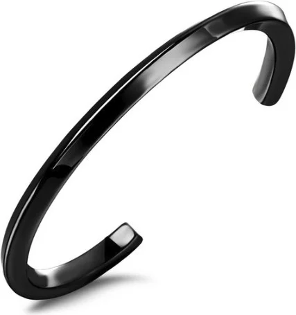 Chavin Black Cuff Design Steel Men's Bracelet Du25Sy