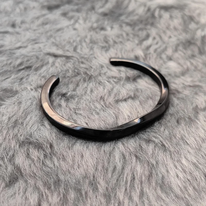 Chavin Black Cuff Design Steel Men's Bracelet Du25Sy