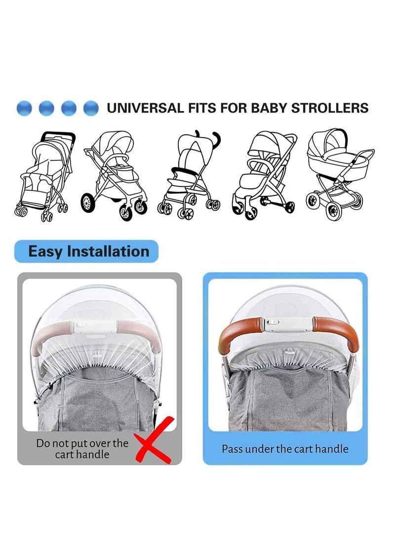 ECVV High-Density Baby Stroller Mosquito Net Full Cover Mosquito Netting Multipurpose Breathable Infant Bug Net for Baby Carriers, Pram, Stroller, Car Seats, Cradles (White) - Image 5