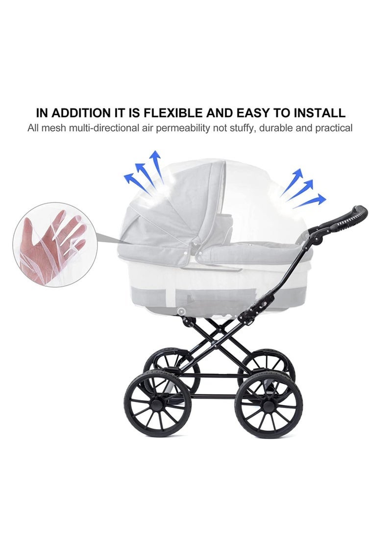 ECVV High-Density Baby Stroller Mosquito Net Full Cover Mosquito Netting Multipurpose Breathable Infant Bug Net for Baby Carriers, Pram, Stroller, Car Seats, Cradles (White) - Image 3