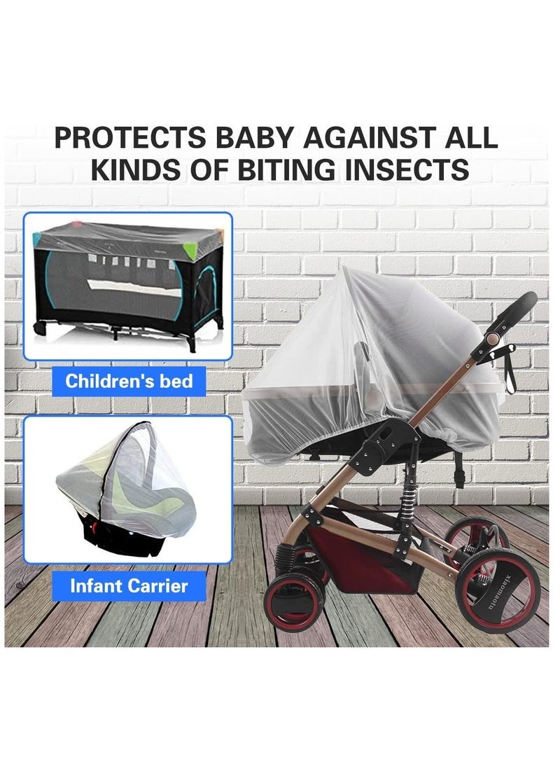 ECVV High-Density Baby Stroller Mosquito Net Full Cover Mosquito Netting Multipurpose Breathable Infant Bug Net for Baby Carriers, Pram, Stroller, Car Seats, Cradles (White) - Image 4