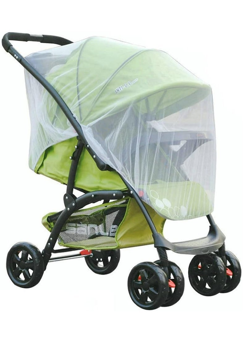 ECVV High-Density Baby Stroller Mosquito Net Full Cover Mosquito Netting Multipurpose Breathable Infant Bug Net for Baby Carriers, Pram, Stroller, Car Seats, Cradles (White) - Image 2