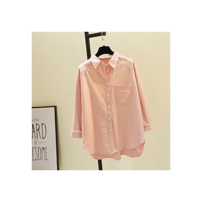 Plus Size 8XL Fashion Shirt for Women with Pockets Lotus root pink 