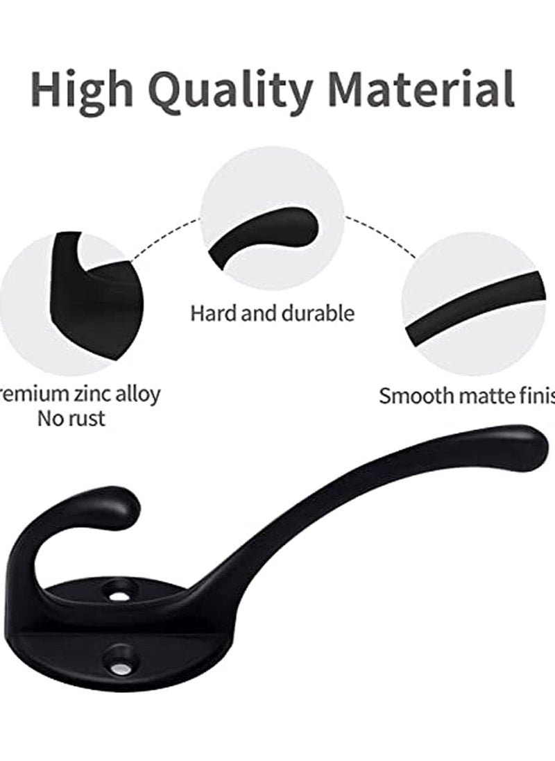 Generic Door Hooks, 10 Pack Matte Black Coat Hooks Heavy Duty Dual Coat Hooks Wall Mounted Utility Black Not Rust Hooks for Coat, Robe, Scarf, Bag, Towel, Key, Hat and More  - Image 4