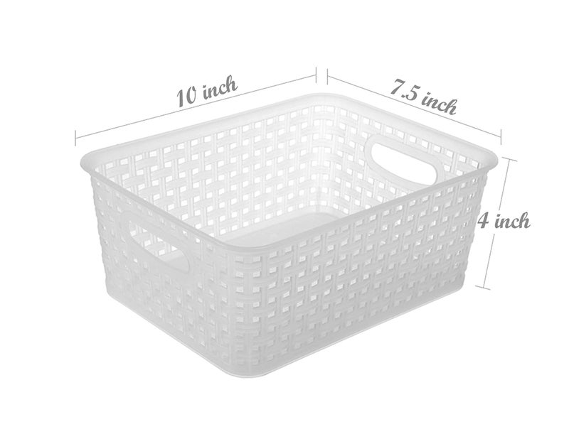 ZHENFAN Clear Plastic Woven Storage Basket, 6-Pack Weave Basket Organizer for Kitchen Offices Bathrooms - Image 2