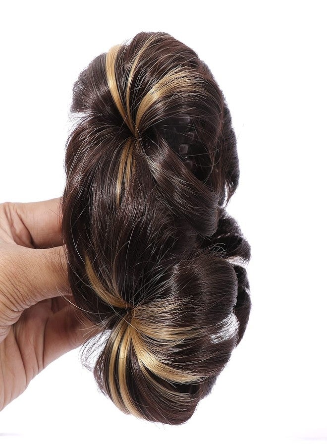 BeatStock Brown Golden Highlighted Artifical Juda Hair Bun in Synthetic Fiber For Girls and Womens in New Model - Image 1
