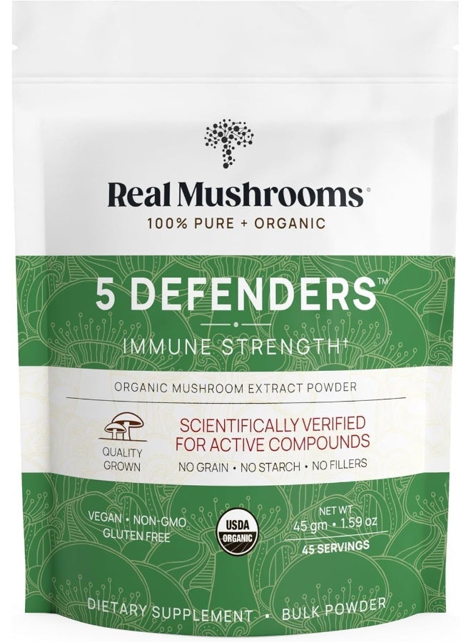Real Mushrooms Real Mushrooms 5 Defenders Powder - Organic Mushroom Extract - Image 1