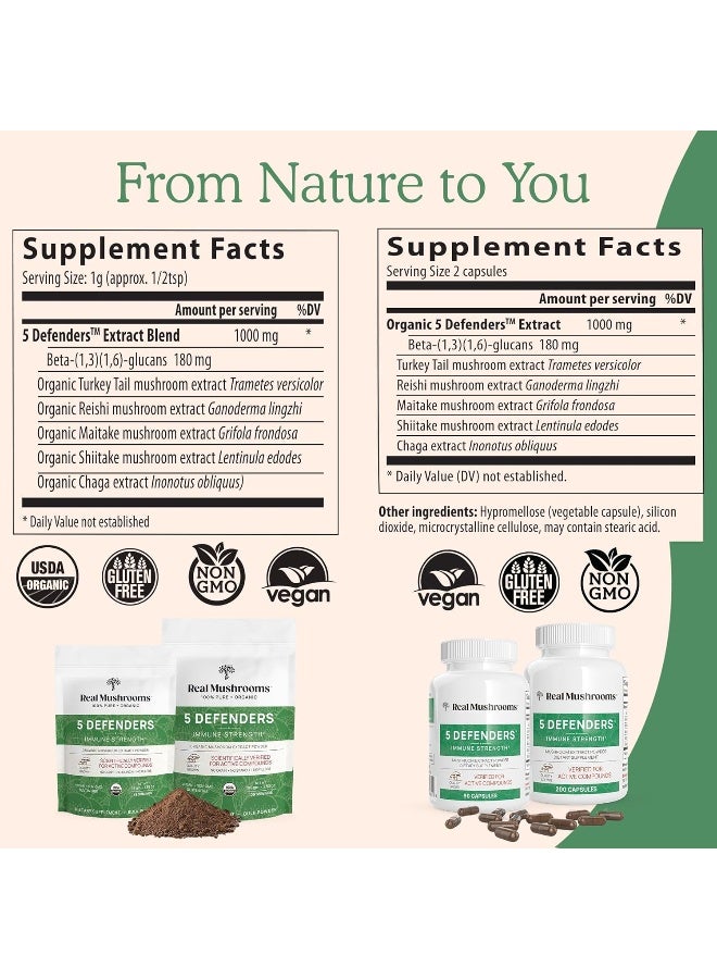Real Mushrooms Real Mushrooms 5 Defenders Powder - Organic Mushroom Extract - Image 3