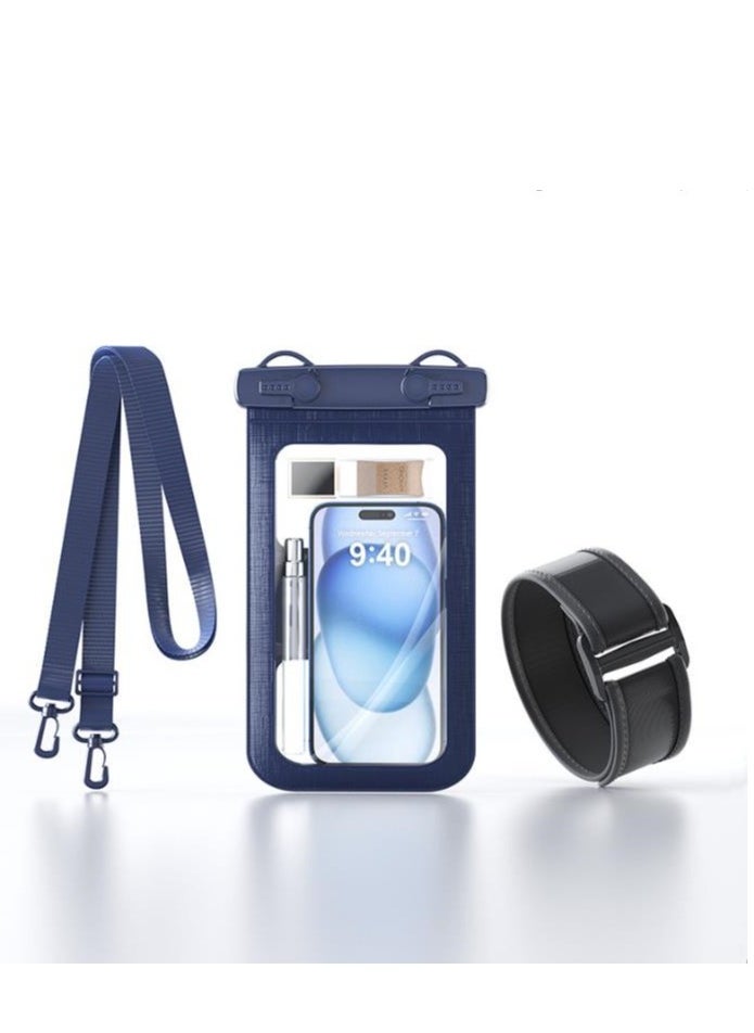 Golden 2-in-1 Waterproof Phone Pouch with Phone Armband, Underwater Waterproof Phone Cases with Detachable Strap, Waterproof Bags Up to 7.2", Beach Vacation Essentials Water Park Essentials（D012-2）  - Image 1