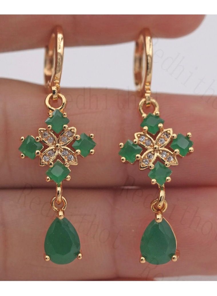 Dangle Charms Elegant & High Quality 18k Gold Plated Earrings For Women - Image 1