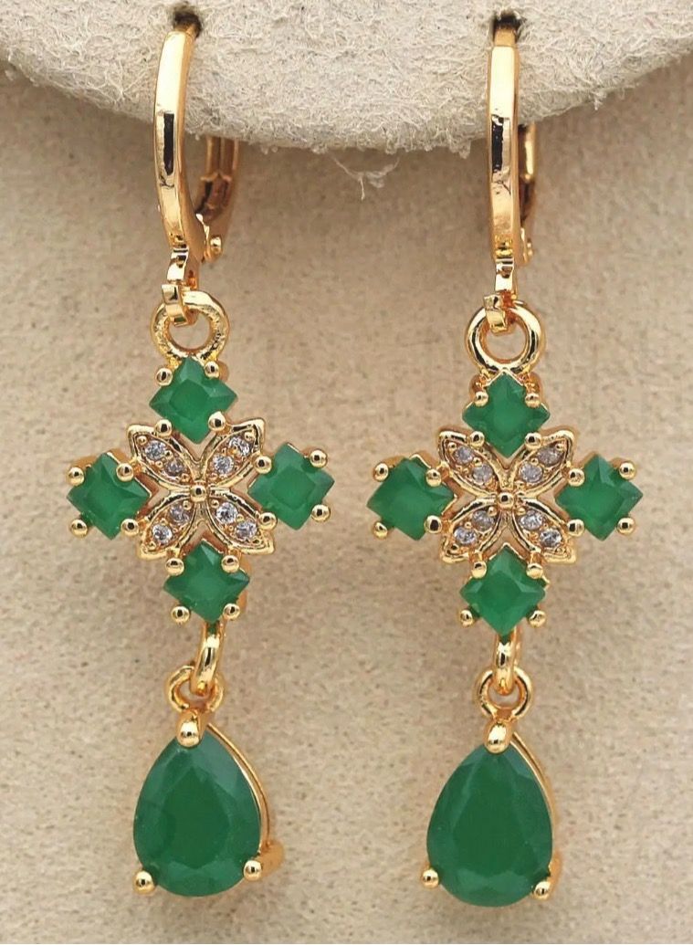 Dangle Charms Elegant & High Quality 18k Gold Plated Earrings For Women - Image 2