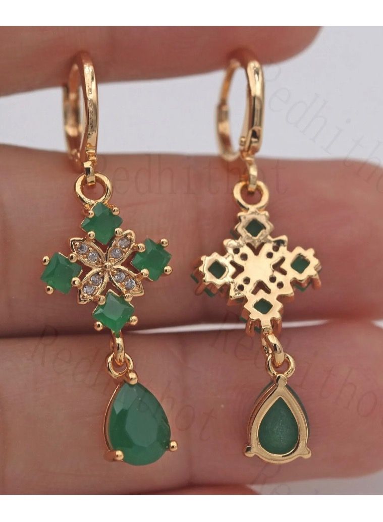 Dangle Charms Elegant & High Quality 18k Gold Plated Earrings For Women - Image 3