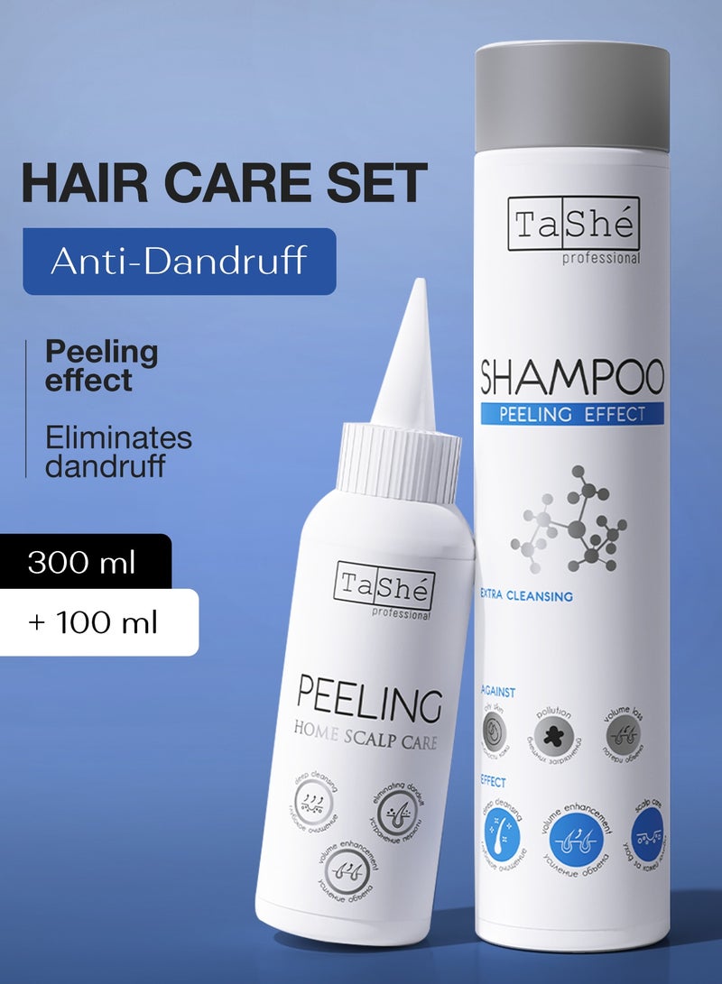 Tashe Hair Care Set – Peeling Scalp Treatment 100 ml & Anti-Dandruff Shampoo 300 ml with Zinc PCA, AHA Acids, Lime & Rosemary Extracts  - Image 1