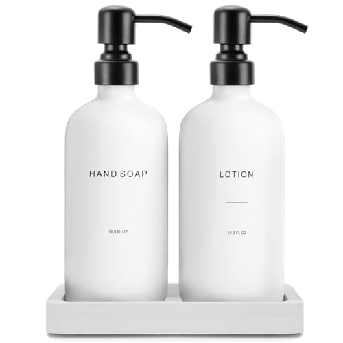 Prus Waso White Soap Dispenser Set Contains Hand and Lotion Dispenser with Pump Perfect for Guest Bathroom Decor White - Image 1