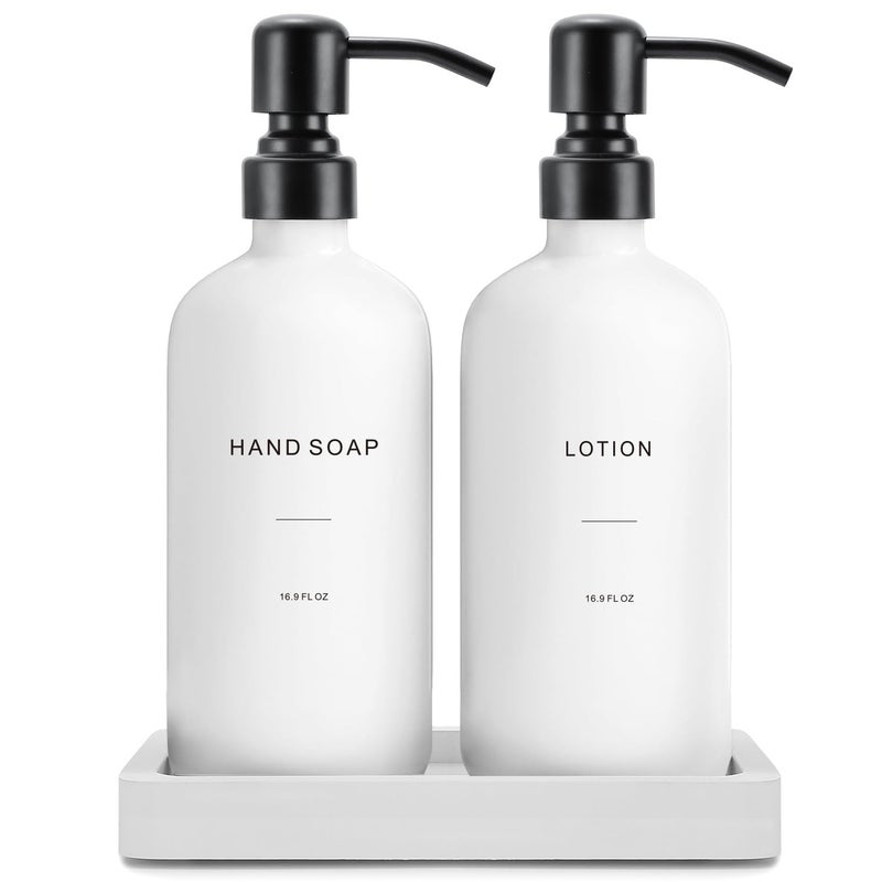 Prus Waso White Soap Dispenser Set Contains Hand and Lotion Dispenser with Pump Perfect for Guest Bathroom Decor White - Image 2