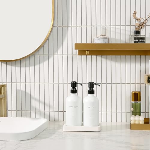 Prus Waso White Soap Dispenser Set Contains Hand and Lotion Dispenser with Pump Perfect for Guest Bathroom Decor White - Image 3