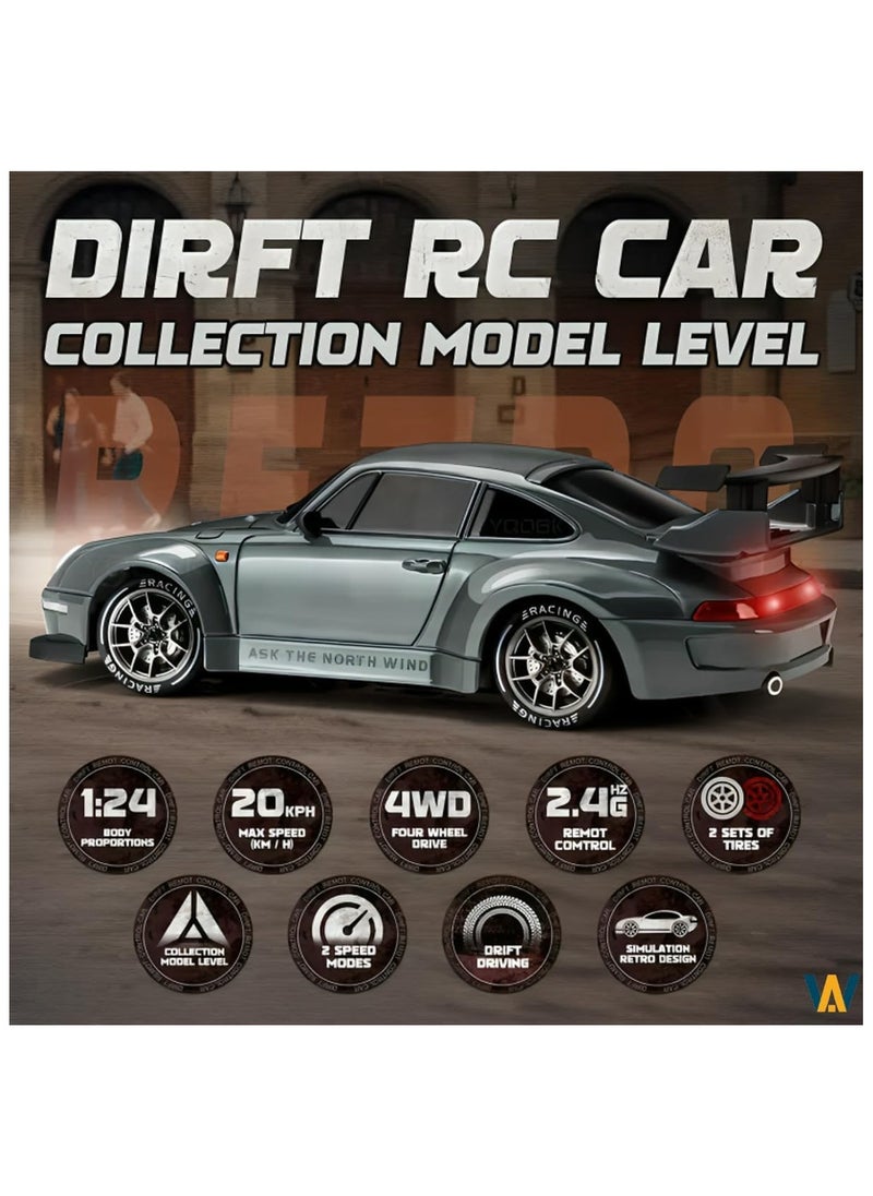 Expresso - Expresso 1:24 Scale 4WD RC Drift Car – High-Speed Remote Control Toy with LED Lights, Rechargeable Battery, Extra Tires & Racing Accessories – Ideal Gift for Kids & Adults - Image 1