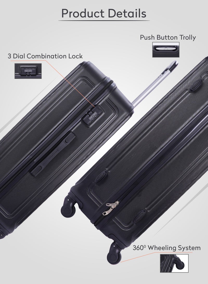 PARAJOHN Retro ABS Hardside Spinner Check In Large Luggage Trolley 28 Inch Black - Image 3