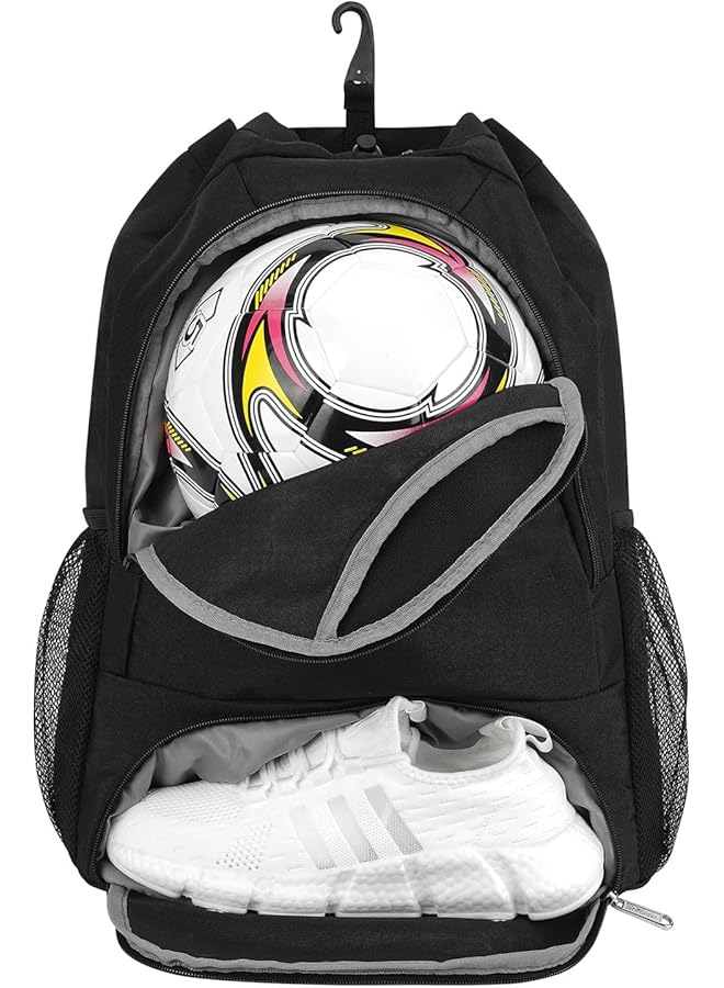 PROMASS Drawstring Backpack, Soccer Basketball Backpack with Shoe & Ball Compartments and Wet Pocket Gym Bag Sackpack for Basketball, Volleyball & Football Sports, Separate Cleat Shoe and Ball Compartment - Image 1