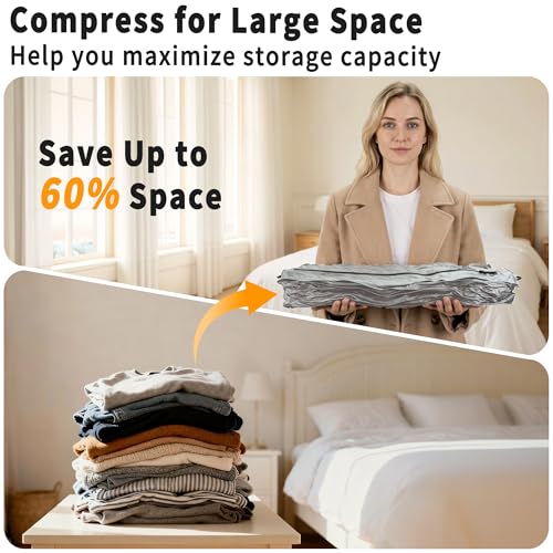 EULANT Reusable Vacuum Bags With Pump for Travel,Professional Waterproof IPX8 Vacuum Compression Bag for Suitcases Backpack,Space Saver Bags Packing Organizers for Clothing Packing(2 Pack,Gray) - Image 4