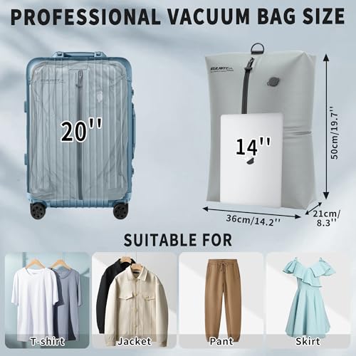 EULANT Reusable Vacuum Bags With Pump for Travel,Professional Waterproof IPX8 Vacuum Compression Bag for Suitcases Backpack,Space Saver Bags Packing Organizers for Clothing Packing(2 Pack,Gray) - Image 2